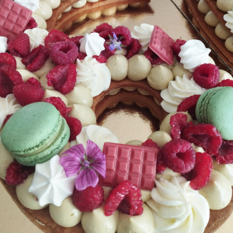Number Cake, Letter Cake, Logo Cake Framboise Pistache